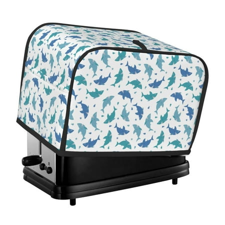 

KLL Party Shark Cute Print 2 Slice Toaster Dust Covers Kitchen Small Appliance Cover with 2 Pockets Can hold Jam Spreader Knife & Toaster Tongs (11.4 x 7.9 x 7.5)