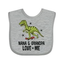 Inktastic Nana and Grandpa Love Me Dinosaur Grandson Boys Baby Bib