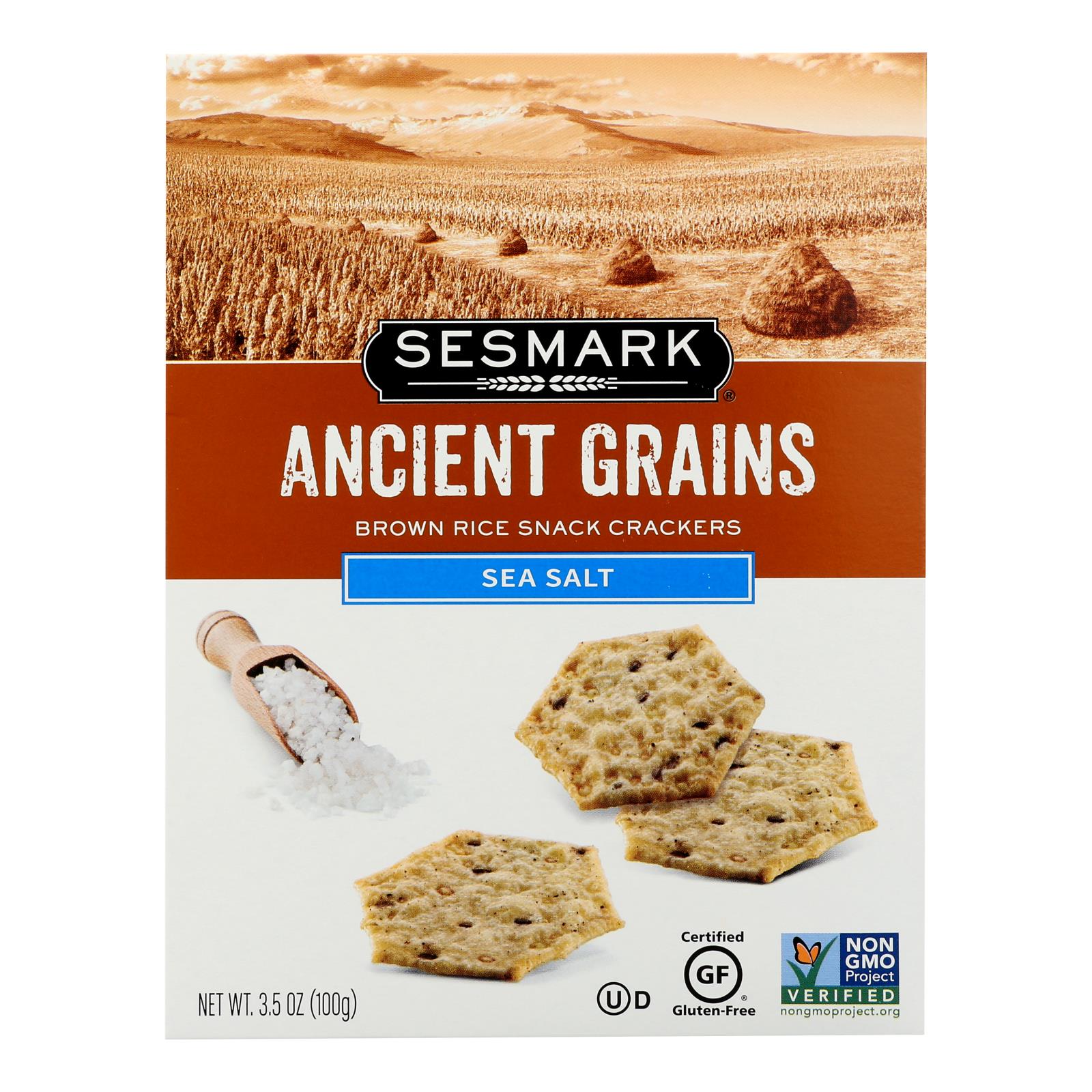 (Case of 6 )Sesmark Foods Ancient Grains Crackers Sea Salt 3.5 oz