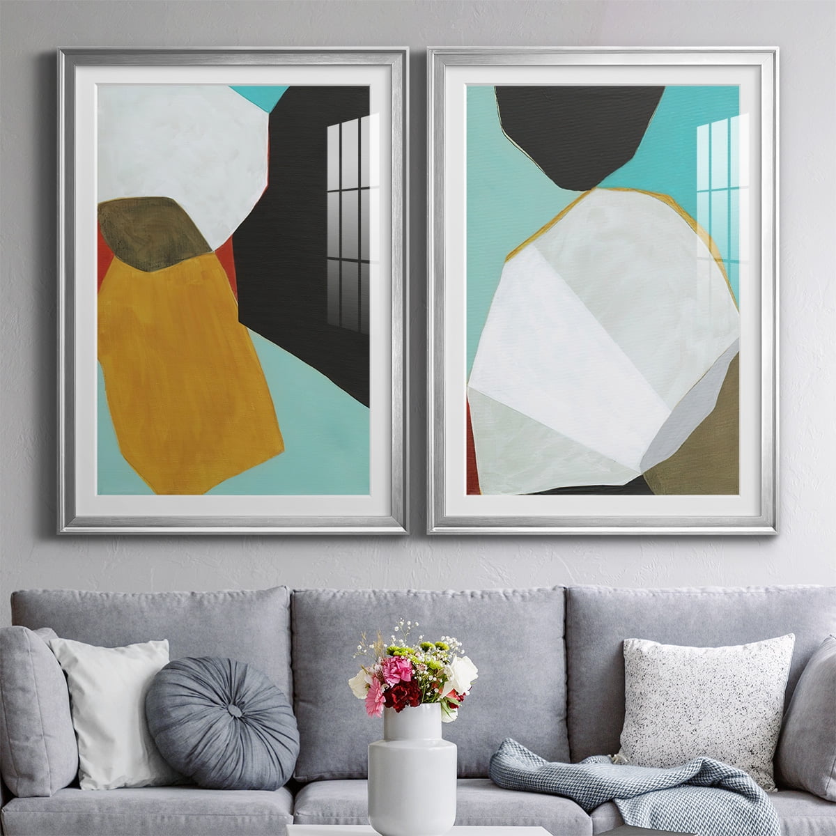 Wexford Home Graphica I Premium Framed Print, 22.5" x 30.5" - Ready to Hang, Silver (Set of 2)