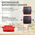 thumbnail image 3 of Microwave Sandwich Press Maker, Quick 2-Min Toastie, Panini, & Grilled Cheese Maker, No Power Cords, Wireless, Dishwasher Safe & Easy Clean, Red, 3 of 14