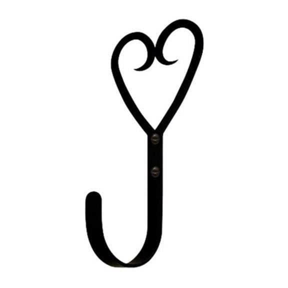 Village Wrought Iron WH-51-L Open Heart Wall Hook Large - Black