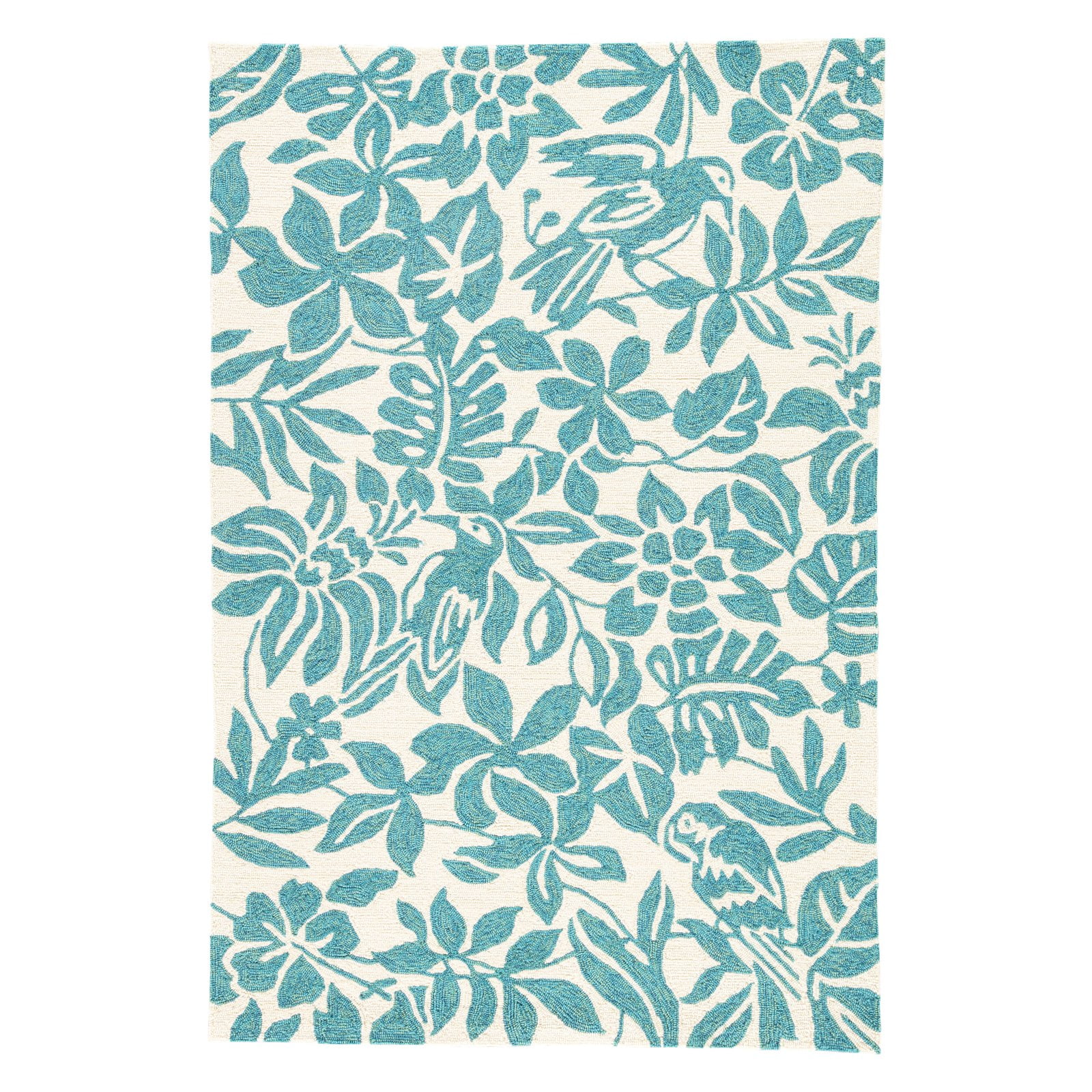 Jaipur Rugs Coastal Lagoon Tropical Birds and Flowers Indoor/Outdoor