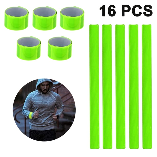 16 piezas de bandas reflectantes a presión, brazaletes fluorescentes con tiras reflectoras, bandas de seguridad de alta visibilidad para niños, adultos, niños y niñas cuando andan en