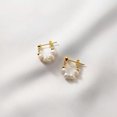 thumbnail image 4 of K-KED Gold plated on Sterling Silver Pearl Beads Stud Earrings / Studs Hoop, 4 of 6