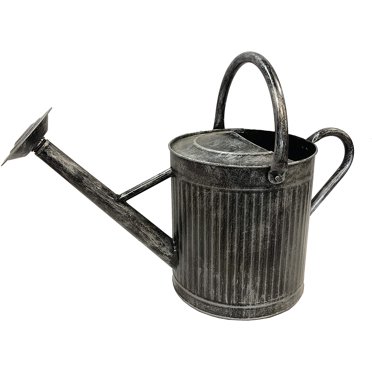 Gardener Select Vertical Lines Metal Watering Can Silver w/ Black Wash