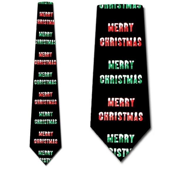 Merry Christmas (Black) Necktie Mens Tie