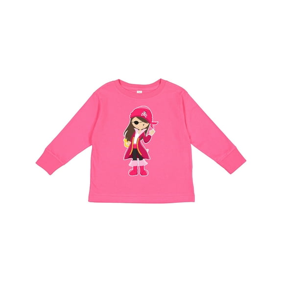 Inktastic Pirate Captain Girls Long Sleeve Toddler T-Shirt