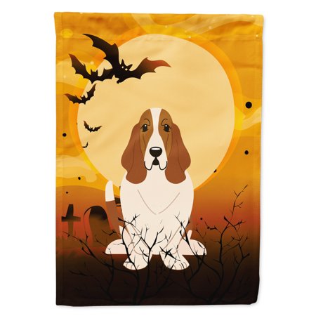 Carolines Treasures BB4287GF Halloween Basset Hound Flag Garden Size   Small  multicolor