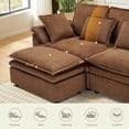 thumbnail image 5 of PPorfamilia Sectional Sleeper Sofa with Ottoman, Chenille Modular Deep Seat Sofa Couch, Comfy Upholstered Furniture for Living Room, Apartment, Studio, Office, Brown, 5 of 7