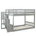 thumbnail image 3 of Bunk Bed with Storage Staircase, Twin Over Twin Low Bunk Beds Solid Wood Floor Bunk Bed Frame, No Box Spring Required (Gray), 3 of 5