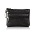thumbnail image 1 of Women's Genuine Leather Coin Purse Mini Pouch Change Wallet with Keychain (Black), 1 of 4