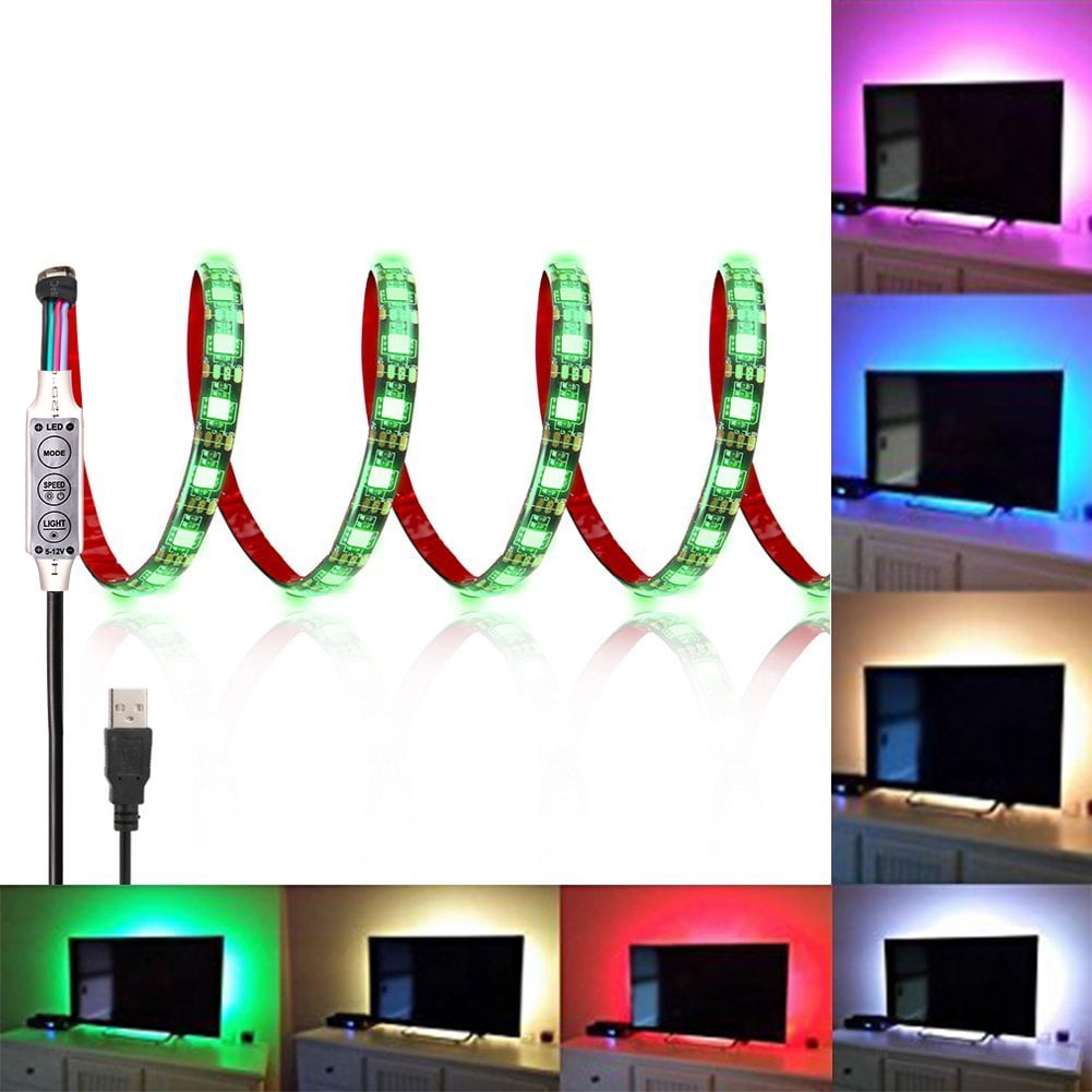 Bias Lighting for HDTV 120 LEDs TV Backlight, 6.56Ft Ambient TV Lighting  Multi-Color Flexible 5050 RGB USB LED Strip - Walmart.com
