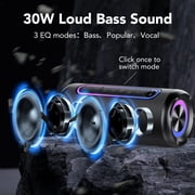 Portable Bluetooth Speaker IPX7 Waterproof Wireless Speaker with 30W Powerful Speaker 24Hrs Playtime Colorful Flashing Lights TWS Wireless Pairing for Outdoor/Party/Beach/Travel/Gifts