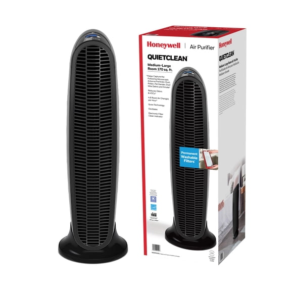 Honeywell QuietClean Air Purifier for Home, 825 Sq ft, Permanent Washable Filter, Smoke, Pollen, Dust Reducer