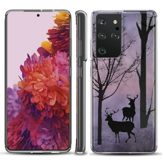 Slim-Fit Lightweight Protective Phone Case compatible with Samsung Galaxy S21 ULTRA 5G, by OneToughShield ® - Forest/Deer/Twilight