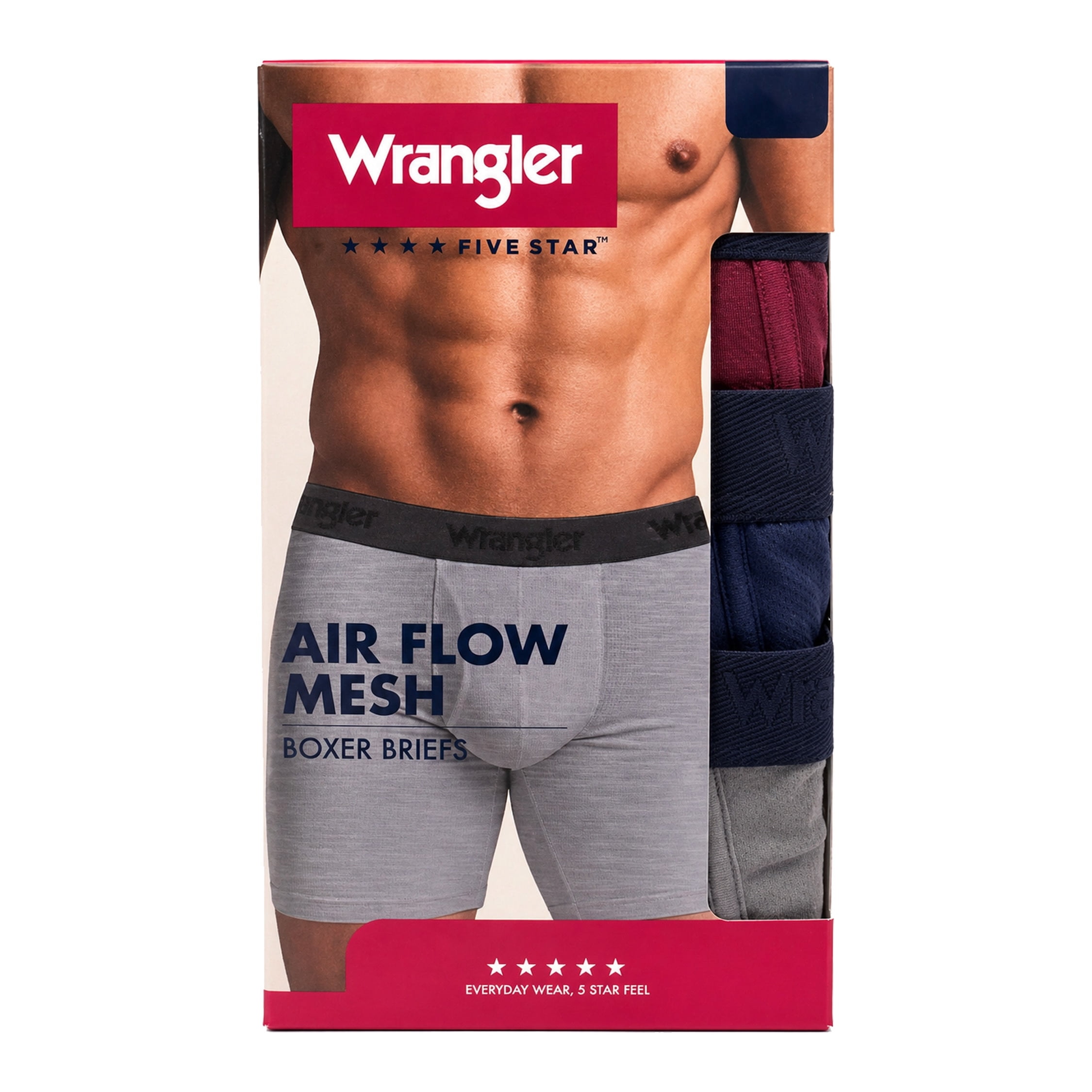 Wrangler Men's Active Cotton Stretch Mesh 6" Boxer Briefs, 6-Pack