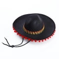 thumbnail image 5 of Hsqqdc Mexican Sombrero Hat with Pom Pom Edging, Felt Wide Brim Matador Hat for Party,Daily Use, 5 of 7