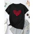 thumbnail image 2 of Women's Casual Black T-Shirt with Red Heart Tree Graphic - Short Sleeve, Round Neck, Comfortable Polyester Blend, Ideal for Summer Fashion, Casual Wear|Trendy Women's Top|Knitted Texture, 2 of 6