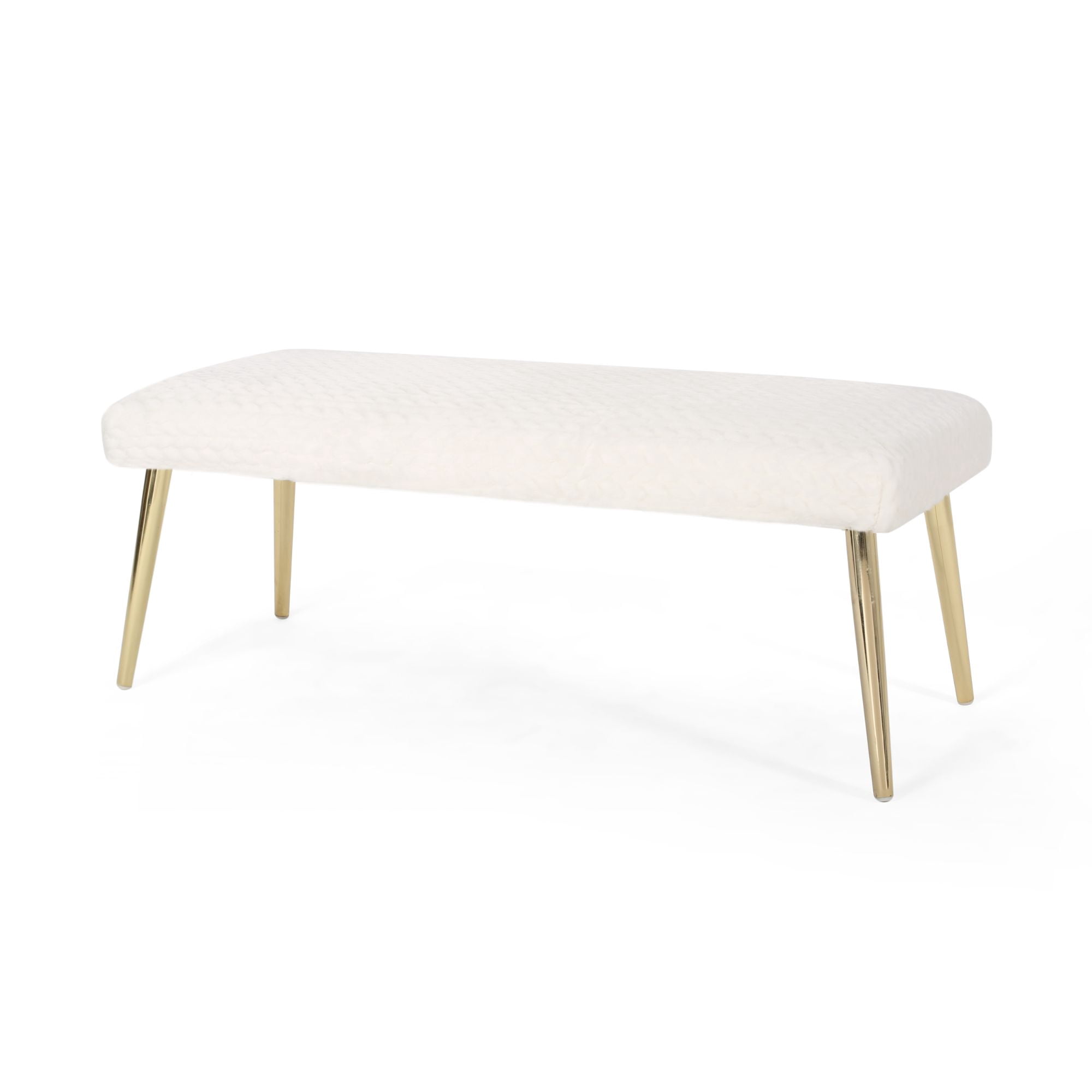 48.75" White and Gold Contemporary Rectangular Bench