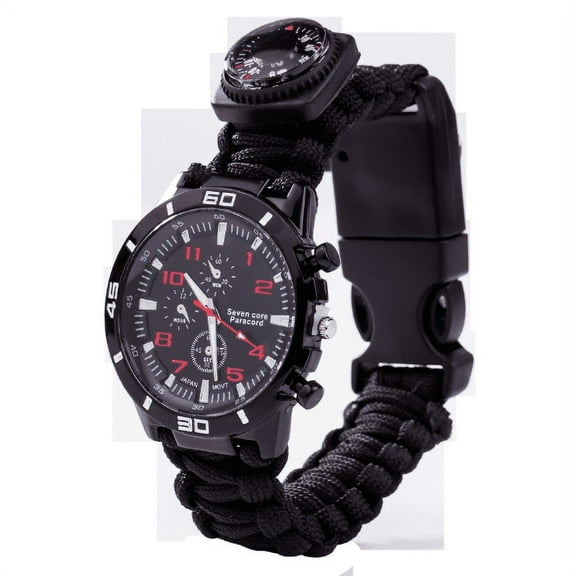 VONTER Survival Bracelet Watch, Men & Women Emergency Survival Watch with Paracord/Whistle/Fire Starter/Scraper/Compass,Multifunctional Outdoor Gear