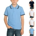 thumbnail image 4 of Boys School Uniform Golf Shirts Short Sleeve Button Lapel Cotton Shirt Summer Lightweight Loose Fashion Blouse Tops 2-15 Years, 4 of 4