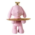 thumbnail image 2 of GUOOL Plateau en Résine Crown Rabbit Girl Rangement Clés Ornements Fruits Collation Plateau Salon Rose, 2 of 8