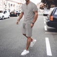 thumbnail image 2 of Fozruso Male Summer Top Shirt And Shorts Set 2 Piece Outfits Fashion Casual Short Sleeve Tracksuit Set For Men Set Outfit for Men, 2 of 5