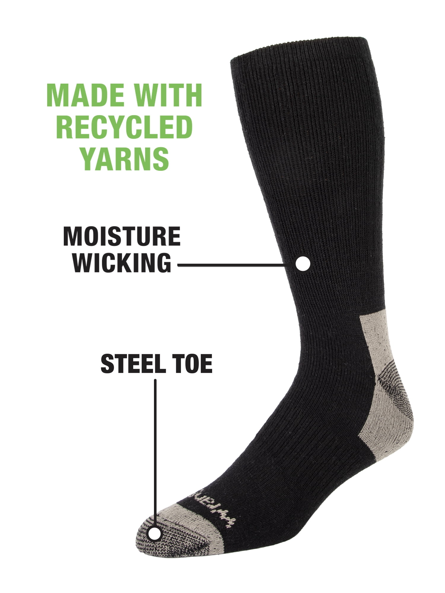 Wrangler Men's Ultimate Comfort Crew Socks, Work Socks for Men, Grey/Black, 6 Pack