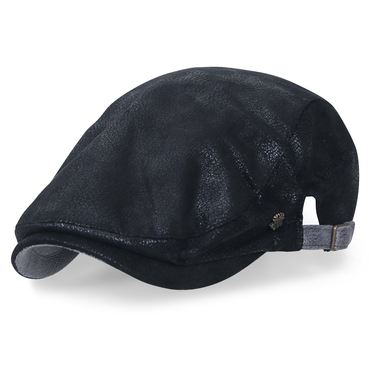 faux leather flat cap