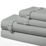 Swift Home Ultra-Soft Elegant 2" Ruffled Hem Design on Flat Sheet and Pillowcases. Wrinkle Resistant, Fade Resistant, Deep Poc