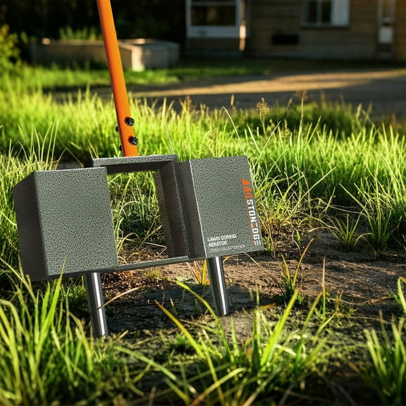 K.D STONEDGE Manual Lawn Coring Aerator Tool Pulling Plugs Collect Box Compacted Soil Improve Garden Yard Loosening Grass Aeration, 4 Replaceable Tines