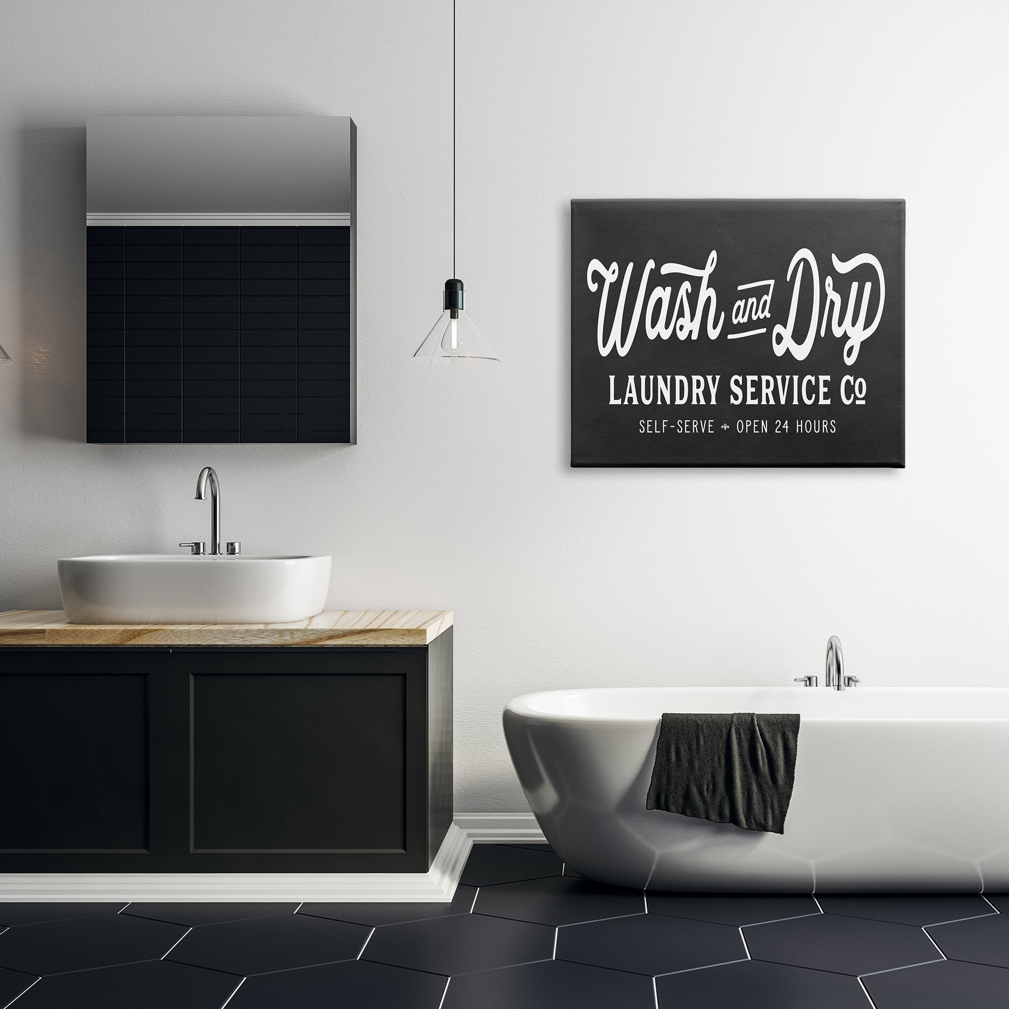 Stupell Industries Wash and Dry Laundry Service Co. Vintage Store Typography, 30 x 40, Designed by Lettered and Lined