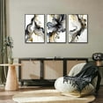 thumbnail image 3 of FCCUYE Black and Gold Wall Art, Abstract Canvas Framed Wall Art Marble Pictures Wall Decor Prints Paintings Set of 3 for Living Room Bedroom Office Bathroom 12x16in, 3 of 6
