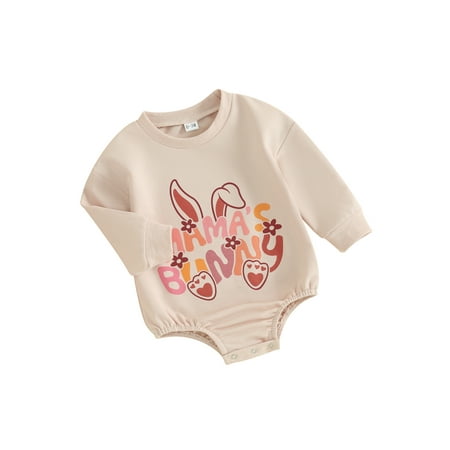 

Mioliknya Baby Girls Boys Sweatshirts Rompers Easter Clothes Letter Bodysuits