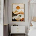 thumbnail image 3 of PixonSign Framed Canvas Print Wall Art Orange Sunset Mountain Range Forest Landscape Nature Wilderness Illustrations Decorative Bohemian Multicolor Mid-Century Modern - 24"x36" Natural, 3 of 5