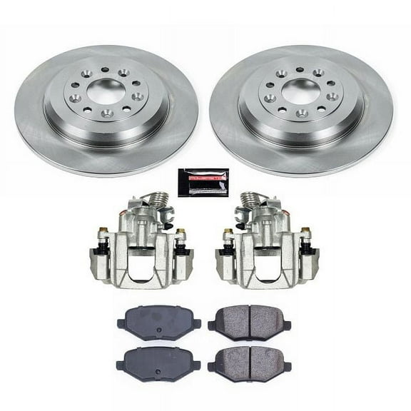 PowerStop Rear Stock Replacement Brake Pad and Rotor Kit with Calipers Fits: LINCOLN Select Models KCOE8846A