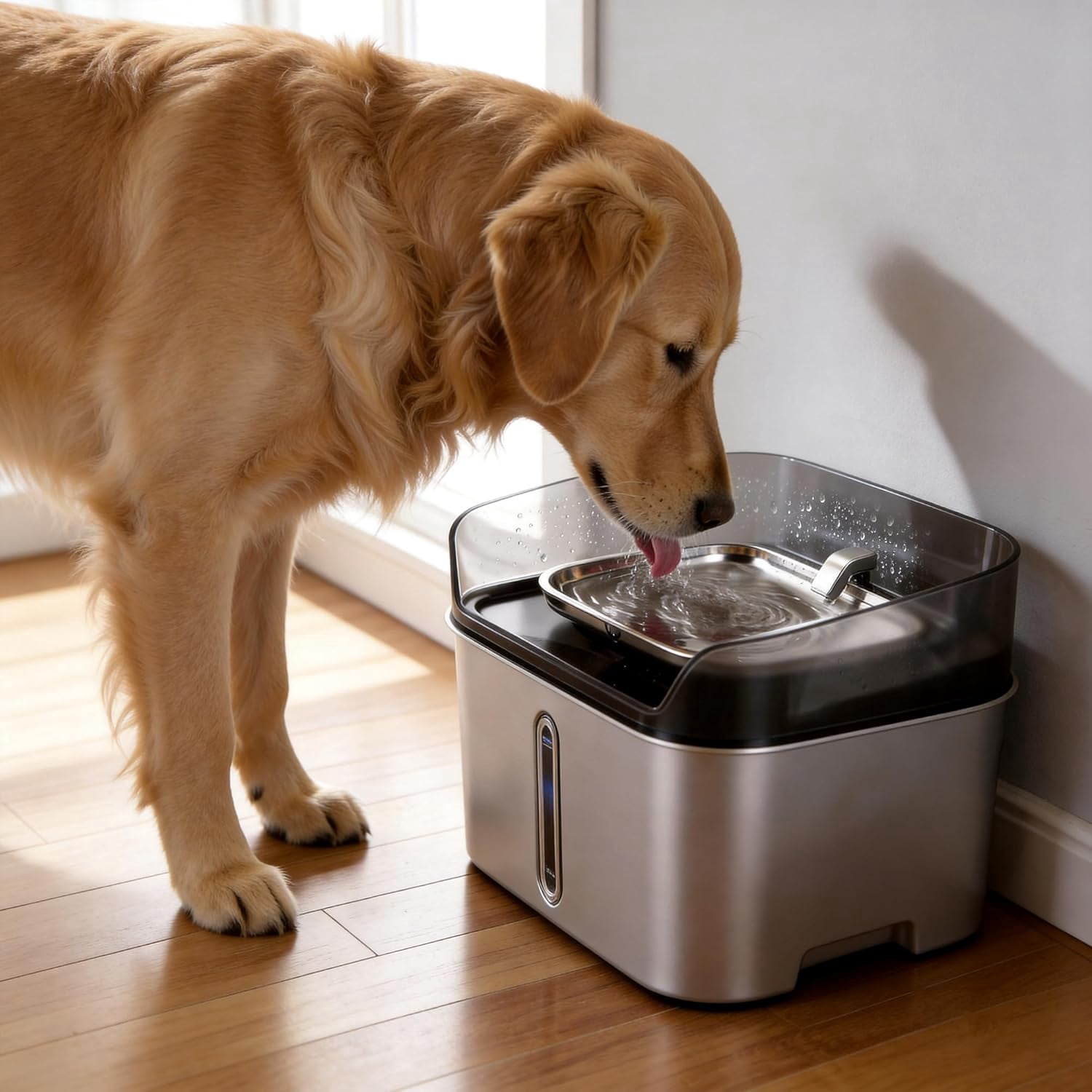 Ultra Quiet Large Dog Water Fountain Stainless Steel 8L Automatic Pet Water Bowl Dispenser Indoor