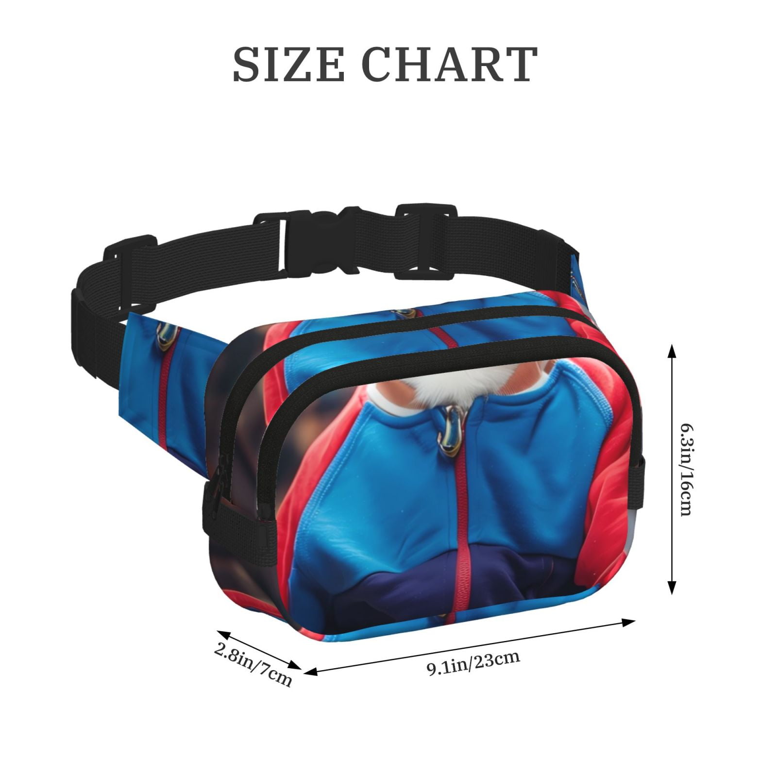 Picia Cool Cat In Sunglasses Print Square Double-Layer Waist Bag Mini Adjustable Waist Belt Bag Exercise Running Travel Hiking