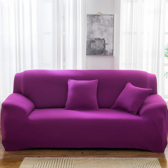 Namzi Couch Cover for Living Room, 2 Seater Stretch Furniture Protector Dust-Proof Loveseat Cover All-Inclusive Cover Furniture Protector Chair Covers for Living Room (Purple Red)