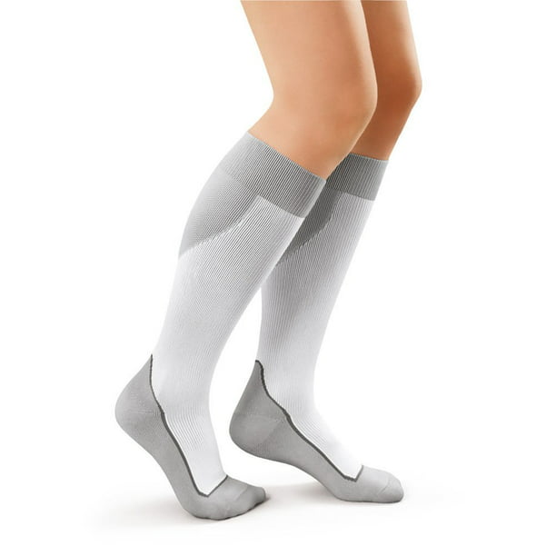 Jobst - 15-20 Knee High Closed Toe Compression Socks White/Grey Large ...