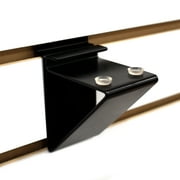 Slatwall Glass Shelf Bracket, Low Profile Support for Glass Shelving up to 12" D, Black, 4 Pack