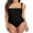 Black, variant on Attraco Women's One Piece Swimsuit Square Neck Monokini Tube Top Swimsuit Belly Ruffles