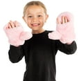 thumbnail image 5 of Funky Junque Kids Soft Faux Fur Mittens Convertible Sherpa Lined Fingerless Mitten Gloves for Girls Boys Winter Fall - Pink, 5 of 6