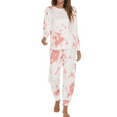 thumbnail image 3 of Defitshape Women's Long Sleeve Pajama Set Soft Pant Pajamas Cute Long Tie Dye Printed 2 Piece Fall Spring Sleeping Pjs White Pink X-Large, 3 of 4