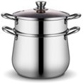 thumbnail image 1 of Steamer Pot for Cooking - 24/26/28cm Stainless Steel Stock Pot Large Soup Pot Multipurpose Cookware Canning Pasta Pot Stew Pot for Vegetable, Dumpling, Stock, Sauce, Food (26cm,C), 1 of 1