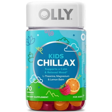 OLLY Kids Chillax Gummy Supplement, Magnesium, L-Theanine, Sherbet Flavor, 70 Ct
