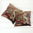 thumbnail image 4 of Ambesonne Leopard Throw Pillow Cover Pack of 2, Big Cat on Sectional Sofa, 2 Pcs-36"x16", Red Apricot Dark Salmon, 4 of 5