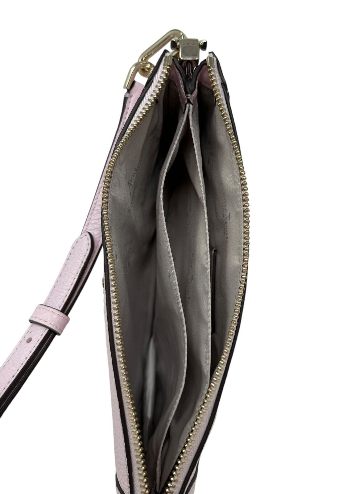 Kate Spade Lena Double Compartment Shimmer Pink Leather Crossbody Bag KH430