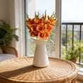thumbnail image 6 of Dusknt Pack of 6 - Pack Flowers Artificial Orchid Plants Silk Flower Stems Vase Table Kitchen Home Garden Party Wedding Decoration (Orange), 6 of 7